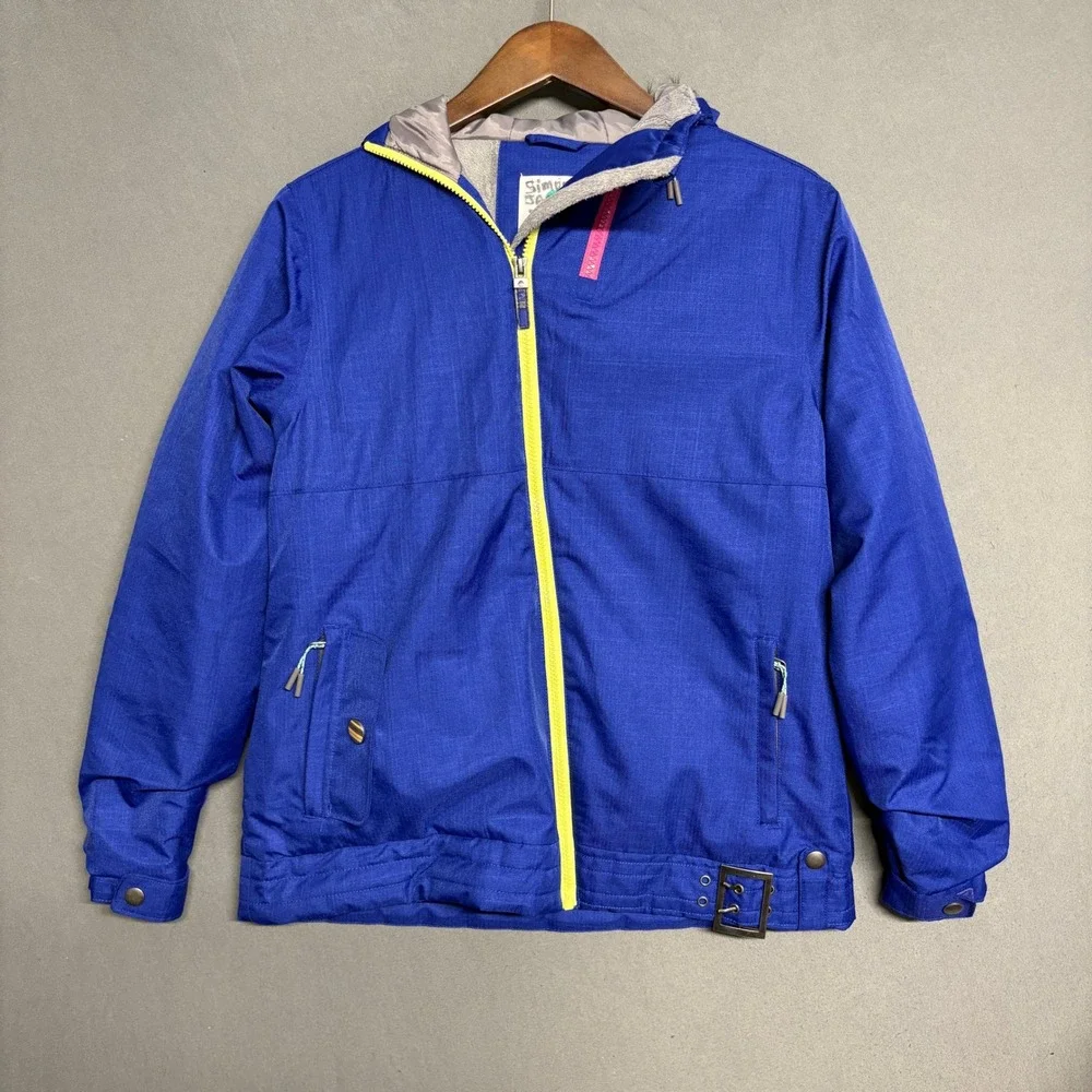 Firefly Girl's Hooded Winter Snowboard Ski Jacket, Blue with Yellow Zipper‎